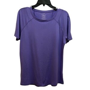 Aviva Women’s Vibrant Purple Short Sleeve Tee with Ribbed Texture Size Medium